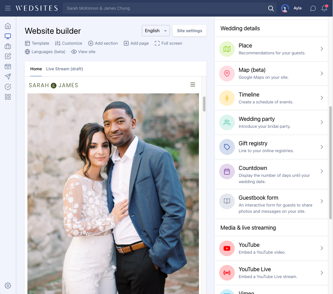 wedsites online wedding planner custom wedding website builder